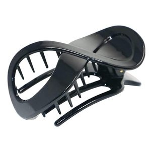 lot 1151 image: Parcelona French Infinity Loop Black Cellulose Acetate Side Slide In Yoga Flat Teeth Hair Claw Clip Clutcher for Women and Girls (Black) Retail $14.30