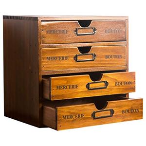 lot 1159 image: Vintage Aged LookDesk Organizer with 4 Drawers Wooden Storage Box Retail $38.65