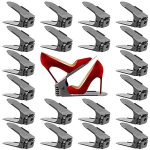 lot 1161 image: Neprock Shoe Organizer for Closet, Shoe Storage Organizer Shoe Slots, Shoe Rack Organizer Space Saver Organizador De Zapatos for Closet Organization(20-Pack)(Grey) Retail $35.48