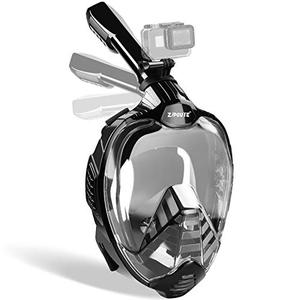 lot 1172 image: Snorkel Mask Full Face Snorkel Mask Adult and Kids with Detachable Camera Mount, 180 Panoramic View Anti-Fog Anti-Leak Dry Top Set with Adjustable Straps (Black SM) Retail $52.99