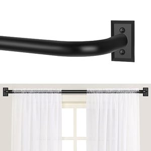 lot 1175 image: Black Wrap Around Curtain Rods,Black for windows 28 to 48 inch(2.3-4Ft),Adjustable, 1Diameter Room Darkening Blackout Drapery Rods, 28-48,Matte Black Retail $26.35