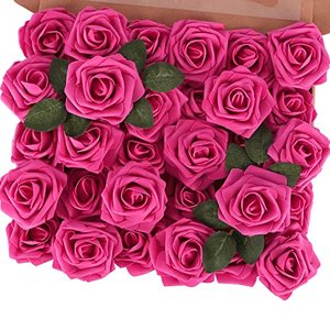 lot 1176 image: MACTING Artificial Flower Roses, 30pcs Real Touch Fake Foam Roses for DIY Bouquet Wedding Party Baby Shower Home Decoration (Hot Pink) Retail $19.45