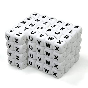 lot 1184 image: WangLaap 104 Pcs Silicone Letter Beads, 12mm Square Letter Beads, Silicone Beads for Keychain Making, Alphabet Silicone Beads for Bracelet Making (104) White Retail $17.22