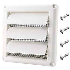 lot 1186 image: Funmit 4 Dryer Vent Cover for Exterior Wall Vent Hood Outlet Airflow Vent Dryer Air Vent with Screen Includes 4 Screw for Easy Installation (White) Retail $15.24
