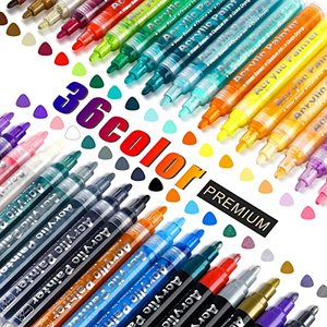 lot 1194 image: 36 Colors Paint Pens Paint Markers, Acrylic for Wood, Rock Painting, Glass, Ceramic, Canvas, Retail $27.91
