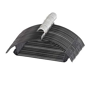 lot 1198 image: PVC Coating Metal Hangers 20 Pack, Heavyduty, Non Slip Slimline,  (Black) Retail $27.36
