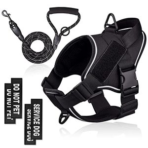 lot 1202 image: Dog Harness No Pull Tactical Vest YFYUPUP Service Dog Harness for Large Medium Small Dogs with Handle & Leash - Adjustable Reflective Pet Harness for Walking Retail $20.26