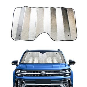 lot 1205 image: 1 PC Front Windshield Sun Shade, 55.1 x 27.5 Inch UV Reflector Block Heat Auto Front Window Sunshade Visor Shield Cover and Keep Your Vehicle Cool (Black) Retail $24.48