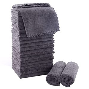 lot 1213 image: Ultra Soft Premium Washcloths Set - 12 x 12 inches - 24 Pack - Coral Velvet (Grey) Retail $28.99