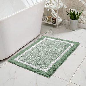 lot 1222 image: CozeCube Bath mats for Bathroom Non Slip, Fluffy Shaggy Bath Rugs for Bathroom Washable, Extra Soft and Absorbent Microfiber Bath Rugs for Shower Sink, Kitchen Sink, Sage Green, 16 x 24 Retail $25.99
