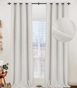 lot 1223 image: 100% Blackout Linen Curtains 50 W x 84 L 2 Panels Set,Thermal Insulated Full Light Blackout Curtains for BedroomLiving Room,Beige Retail $40.61