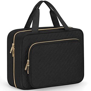 lot 1231 image: Toiletry Bag for Women, Large Cosmetic Travel Bag, Hanging Black Retail $26.38