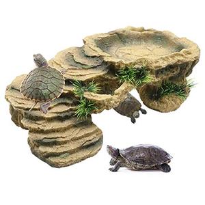 lot 1233 image: Turtle Basking Platform,Tortoise Resin Dock Resting Rock Reptile Habitat Ornament Hiding Cave Floating Ledge Aquarium Decoration for Bearded Dragons,Lizard,Newts,Frogs Retail $21.90