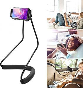 lot 1244 image: YUNLEJP Lazy Neck Phone Holder,Cell Phone Stand for Bed Around Neck,Hand Free Flexible Tablet Holder for Bed,Universal Mobile Phone Stand with Remote for Taking Videos & Group Photos (Black) Retail $30.00