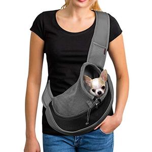 lot 1245 image: YUDODO Pet Dog Sling Carrier Breathable Mesh Travel Safe Sling Bag Carrier for Dogs Cats Black Small Retail $30.56
