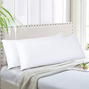 lot 1257 image: New Soft Brushed Premium Microfiber Body Pillow Cover 21x54 Pillowcases with Zipper Closure Set of 2 (Body Pillow Cover 21x54 Pack of 2, White) Retail $16.21