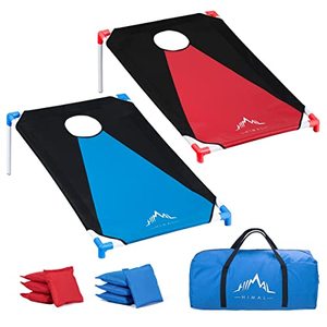 lot 1282 image: Portable PVC Framed Cornhole Game Set with 8 Bean Bags and Carrying Bag (Blue-Red,3 x 2-feet) Retail $36.37