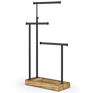 lot 1296 image: Jewelry Organizer Stand, Extra Tall Necklace Holder Jewelry Holder (Carbonized Black & Black) Retail $19.99