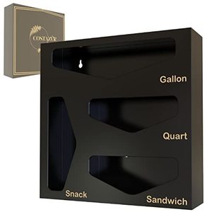 lot 1297 image: Ziplock Bag Storage Organizer- Acrylic Black - Bag Organizer for Snack, Sandwich, Quart & Gallon Size Retail $49.99