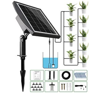 lot 1300 image: Solar Automatic Drip Irrigation Kit System, Solar Powered Auto Easy DIY Watering Device Supported Pots Plants, 6 Timing Modes with Anti-Siphoning Device Retail $45.99
