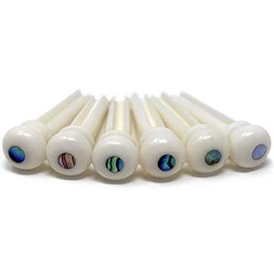 lot 1307 image: Crosby Pure Bone Bridge Pins with Abalone Dot Inlay for 6 & 12 String Acoustic Guitar Retail $14.99