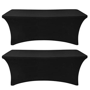 lot 1309 image: 2Pack, 6FT Spandex Table Cover Fitted Rectangular Tablecloth Stretchable Fabric Lycra Tablecloth 6 ft Wrinkle-Free Retail $32.38