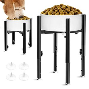 lot 1313 image: Adjustable Elevated Dog Bowl Stand Fits 6-11inches Bowls,4 Height Adjustments. Holder for Raised Food Water Feeder for Large, Medium and Small Dogs Retail $36.99