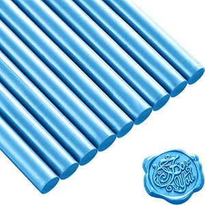 lot 1316 image: 15 Pieces Glue Gun Sealing Wax Sticks for Retro Vintage Wax Seal Stamp and Letter, Great for Wedding Invitations, Cards Envelopes, Mails, Wine Packages, Gift Wrapping(Blue) Retail $11.99