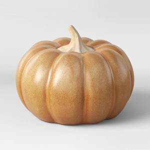 lot 1336 image: Set of 2- Medium& Small Ceramic Pumpkins Orange - Threshold Retail $15