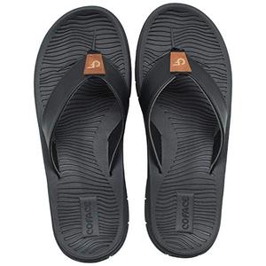 lot 1357 image: Flip Flops for Men With Leather Strap Yoga Mat Beach Rubber Cozy Thong Sandals Black Size 9 Retail $18.27
