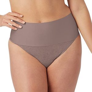 lot 1361 image: Maidenform Womens Tame Your Tummy Panties, Firm Control Shapewear Thong, Cool Comfort, Spicy Bronze Lace, XX Large Retail $26.33