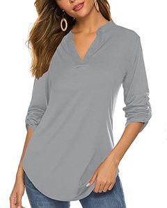 lot 1363 image: Halife Womens Tunics 34 Sleeve Loose Fit Summer Casual Work Tops Office Wear C-Grey M Retail $11.55