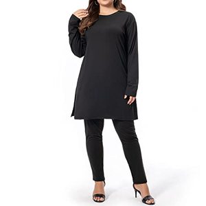 lot 1378 image: GiGoMai Plus Size two piece outfits for women Jogger Sets Long Sleeve Tops Bodycon Pants solid color Tracksuit Sets Retail $25.40