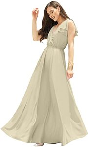 lot 1382 image: KOH KOH Womens Long Sleeveless Flowy Prom Evening Wedding Party Guest Bridesmaid Bridal Formal Cocktail Summer Floor-Length Gown Gowns Maxi Dress Dresses, Nude Champagne Brown S 4-6 Retail $33.38