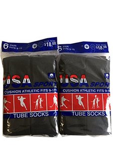 lot 1387 image: USA Sport Mens Cotton Athletic Tube Socks Size 9-15 Grey Retail $16.99
