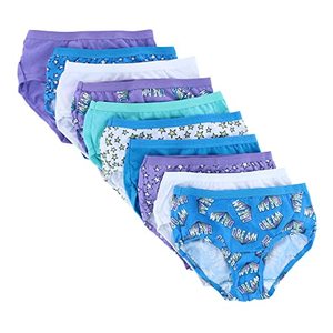 lot 1389 image: Fruit of the Loom Girls Tag Free Cotton Brief Underwear Multipacks, Low Rise Brief-10 Pack-PurpleBlueWhite, 10 Retail $13.74