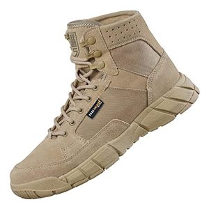 lot 1394 image: FREE SOLDIER Waterproof Hiking Work Boots Mens Tactical Boots 6 Inches Lightweight Military Boots Breathable Desert Boots(Tan 11) Retail $62.85