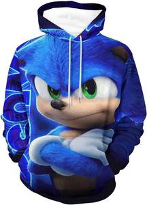 lot 1398 image: Sonic the Hedgehog kids Pullover Hoodie, with Pocket, Fashion Novelty Hoodie for Boys Girls Medium Retail $27.98