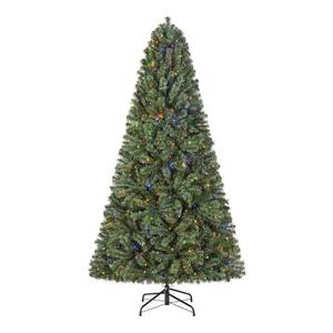 lot 6141 image: Home Accents Holiday 6.5 ft. Pre-Lit LED Festive Pine Artificial Christmas Tree