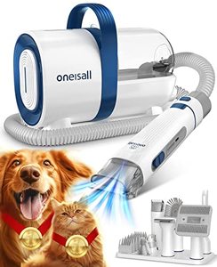 lot 24051 image: Moneisall Dog Hair Vacuum & Dog Grooming Kit, Pet Grooming Vacuum with Pet Clipper Nail Grinder, 1.5L Dust Cup Dog Brush Vacuum with 7 Pet Grooming Tools for Shedding Pet Hair, Home Cleaning