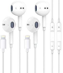 lot 24071 image: 2 Packs-Apple Earbuds for iPhone Headphones Wired Lightning Earphones Apple MFi Certified Built-in Microphone & Volume Control Headsets Compatible with iPhone 14131211XRXSX87SEProPro Max