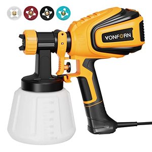 lot 24074 image: VONFORN Paint Sprayer, 700W HVLP Spray Gun with Cleaning & Blowing Joints, 4 Nozzles and 3 Patterns, Easy to Clean, for Furniture, Cabinets, Fence, Walls, Door, Garden Chairs etc. VF803