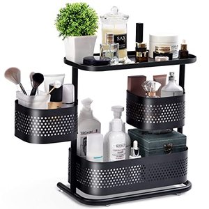 lot 24085 image: KINGRACK Bathroom Counter Organizer, 3 Tier Rotating Vanity Bedroom Storage cabinet, Cosmetic Holder Standing Shelf, Bathroom Tray for Countertop Storage, Kitchen Spice Rack,Black