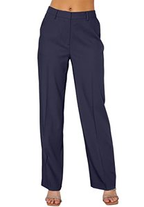 lot 24088 image: Ebifin Womens Solid Suit Pants Business Casual Trousers Straight Leg Dress Pants with Pockets Work Slacks Navy Blue