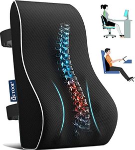 lot 24107 image: Lumbar Support Pillow for Office Chair Back Support Pillow for Car, Computer, Gaming Chair, Recliner Memory Foam Back Cushion for Pain Relief Improve Posture, Mesh Cover Double Adjustable Straps
