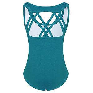 lot 24109 image: Phineein Girls Sleeveless Ballet Gymnastics Leotards - Kids Athletic Crisscross Back Dancewear Unitards (6-8years, Teal)