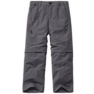 lot 24110 image: Kids Cargo Pants, Boys Casual Outdoor Quick Dry Waterproof Hiking Climbing Convertible Trousers #9035-GreyBig kid