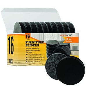 lot 24118 image: 16 Pack of Premium Felt Furniture Sliders Carpet Hardwood Floors, 3.5� Round Protectors Pads for Moving Furniture and Protecting Floors(visible use)