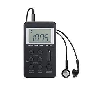 lot 24125 image: Personal AMFM Pocket Radio Portable VR-robot, Mini Digital Tuning Walkman Radio, with Rechargeable Battery, Earphone, Lock Screen for WalkJoggingGymCamping