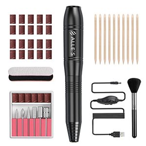 lot 24129 image: Electric Nail Drill for Acrylic Gel Nails Dip Podwer, 20000 RPM Efile E Nail File Electronic Nail Filer Home Manicure Pedicure Drill with Sanding Bands, Nail Bits, Nail Files and Nail Brush